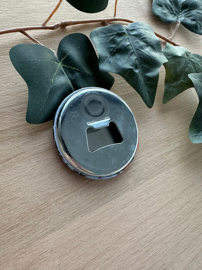 Round Bottle Opener Keepsake Magnet - Single