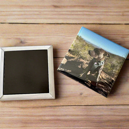 square photo magnet back and front